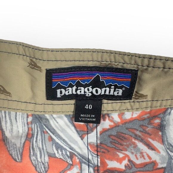 Patagonia Wavefarer Board Shorts Swim Trunks Size 40 Orange Flying Fish - Picture 4 of 4